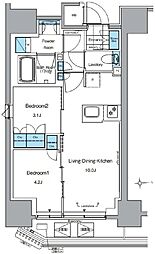 ルフォンプログレ田原町 11階2LDKの間取り