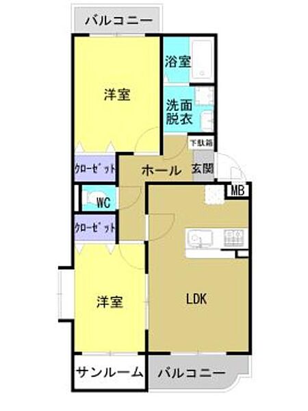 ユーミーマンション　カシマ 207｜富山県滑川市加島町(賃貸マンション2LDK・2階・59.86㎡)の写真 その2