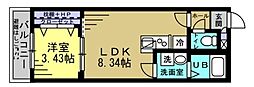Primrose 1階1LDKの間取り