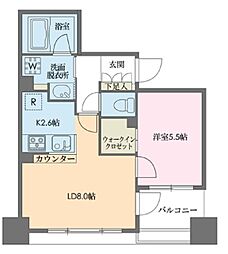ドゥーエ新川 3階1LDKの間取り