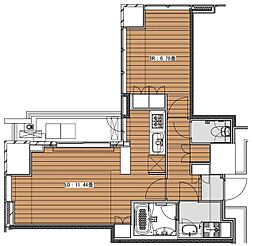 ホワイトタワー浜松町 20階1LDKの間取り