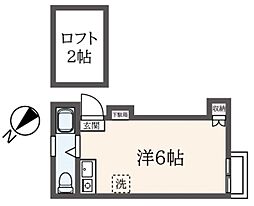 クレセントハイツB ワンルームの間取図画像