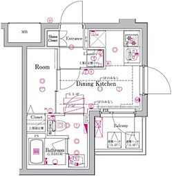 JR常磐線 金町駅 徒歩10分の賃貸マンション 4階1DKの間取り