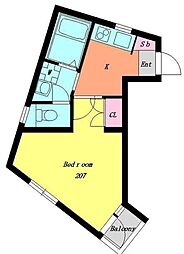 Supreme Hills 2階1Kの間取り