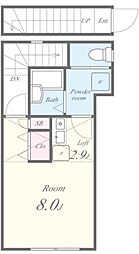 池上コーポ 2階ワンルームの間取り