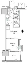 ブルックサイドレジデンス木場 1DKの間取図画像