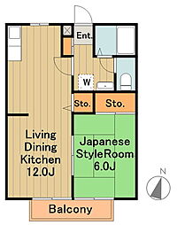 京王相模原線 京王永山駅 徒歩11分の賃貸アパート 1階1LDKの間取り