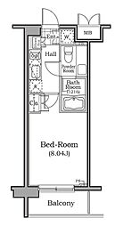 レジディア用賀 4階1Kの間取り