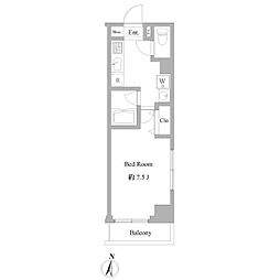 ルクレ志村坂上 5階1Kの間取り