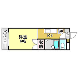 紅葉ハイツ 1Kの間取図画像