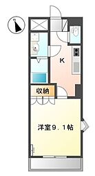 アムール・ミナト 2階1Kの間取り