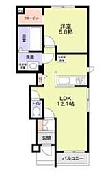 （仮称）足立区六木3丁目計画 1階1LDKの間取り