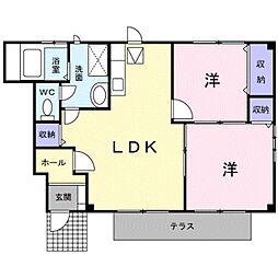 和歌山電鐵貴志川線 日前宮駅 徒歩28分の賃貸アパート 1階2LDKの間取り
