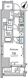 ラテスト白金台 7階1Kの間取り