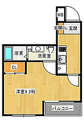 クラスタ笹塚 1Kの間取図画像
