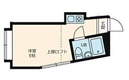 TCRE初台 B棟 2階ワンルームの間取り