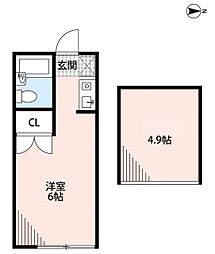 アリス ワンルームの間取図画像
