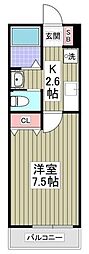 アテレーゼ上福岡 1Kの間取図画像