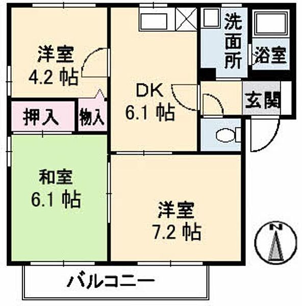 ヴィラ・グレース A0201｜愛媛県新居浜市宇高町１丁目(賃貸アパート3DK・2階・50.81㎡)の写真 その2