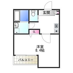 エヌエムキャトフヴァンシス 3階1Kの間取り