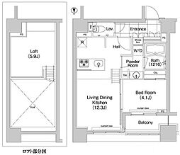コンフォリア新川 1LDKの間取図画像