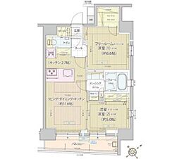 レビスタ白金高輪 14階1SLDKの間取り