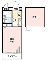 メビウスメルズ 1Kの間取図画像