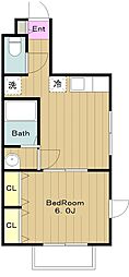 サウス多摩リバーA 1DKの間取図画像