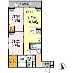 セレスティア羽沢A棟 2LDKの間取図画像