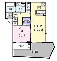 リボーン明誠 1階1LDKの間取り