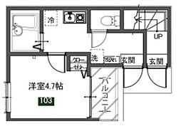 メルディア東堀切 1SKの間取図画像