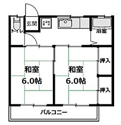 コーポ中田 2Kの間取図画像