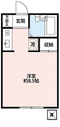 ヒルサイド・コア 1Kの間取図画像