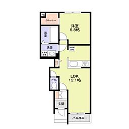 （仮称）足立区六木3丁目計画 1階1LDKの間取り
