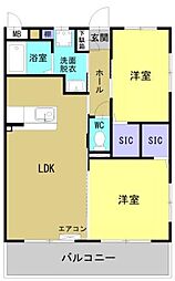 セブン・セブン都北 3階2LDKの間取り