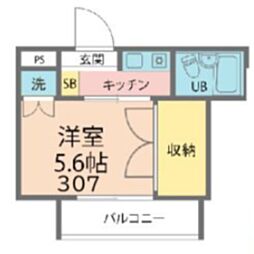 第2藤ビル ワンルームの間取図画像