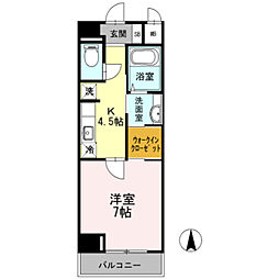 セレース川崎大師 1Kの間取図画像