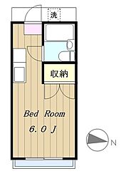 エミーテラスB棟 1Kの間取図画像