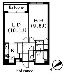 ヒルコート千駄木 1LDKの間取図画像