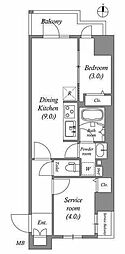 COSMOSGRACIARYogokuResidence 1SLDKの間取図画像