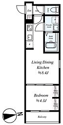 GRADUS拝島 1階1LDKの間取り