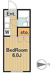 多摩都市モノレール 大塚・帝京大学駅 徒歩9分の賃貸マンション 2階1Kの間取り
