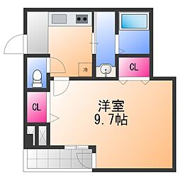 フジパレス鳳中ノース 1Kの間取図画像