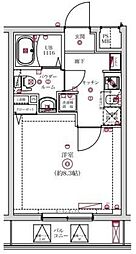 VERXEED α AYASE 2階1Kの間取り
