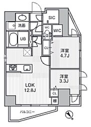S-RESIDENCE目黒大岡山bresa 2LDKの間取図画像