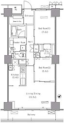 パークアクシス豊洲 4階2LDKの間取り
