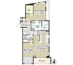 エル・セレーノ南麻布 3階2LDKの間取り