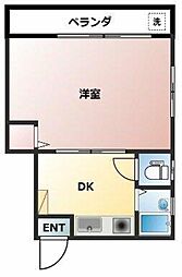 スプリングス立川 2階1DKの間取り