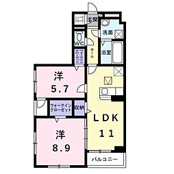 南海高野線 萩原天神駅 徒歩9分の賃貸アパート 1階2LDKの間取り