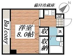 リッツハウス 1Kの間取図画像